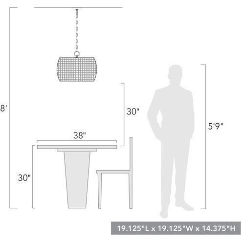 Piper 3 Light 19.13 inch Natural Black Outdoor Pendant